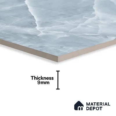 Marble Onyx Wall & Floor Tile TL 06873 Ice Blue 4 ft x 2 ft Matte Finish Vitrified Tile - 9 mm | 6 Random Designs | Suitable For Living Room, Bedroom, Kitchen