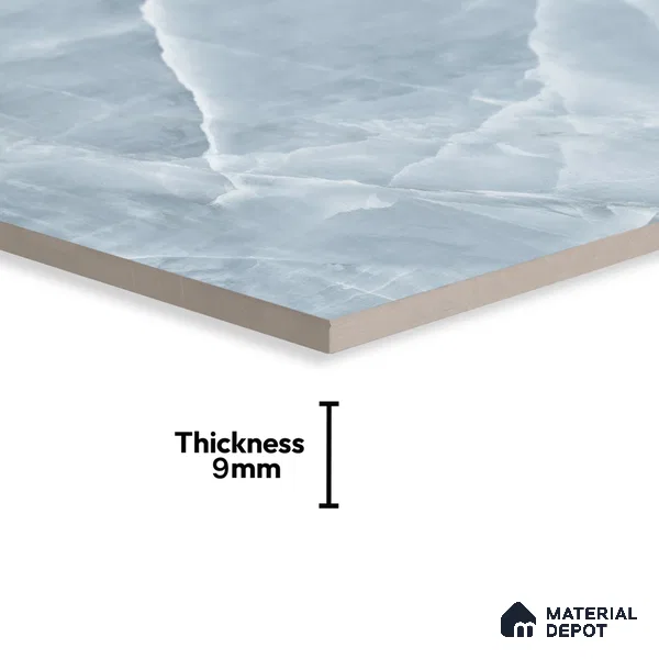 Marble Onyx Wall & Floor Tile TL 06873 Ice Blue 4 ft x 2 ft Matte Finish Vitrified Tile - 9 mm | 6 Random Designs | Suitable For Living Room, Bedroom, Kitchen