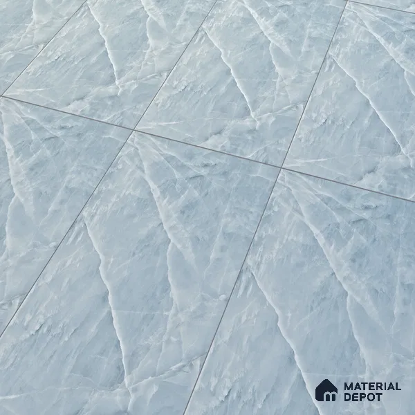Marble Onyx Wall & Floor Tile TL 06873 Ice Blue 4 ft x 2 ft Matte Finish Vitrified Tile - 9 mm | 6 Random Designs | Suitable For Living Room, Bedroom, Kitchen