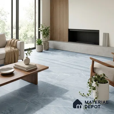 Marble Onyx Wall & Floor Tile TL 06873 Ice Blue 4 ft x 2 ft Matte Finish Vitrified Tile - 9 mm | 6 Random Designs | Suitable For Living Room, Bedroom, Kitchen