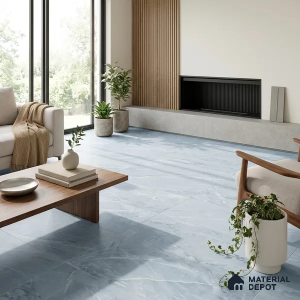 Marble Onyx Wall & Floor Tile TL 06873 Ice Blue 4 ft x 2 ft Matte Finish Vitrified Tile - 9 mm | 6 Random Designs | Suitable For Living Room, Bedroom, Kitchen