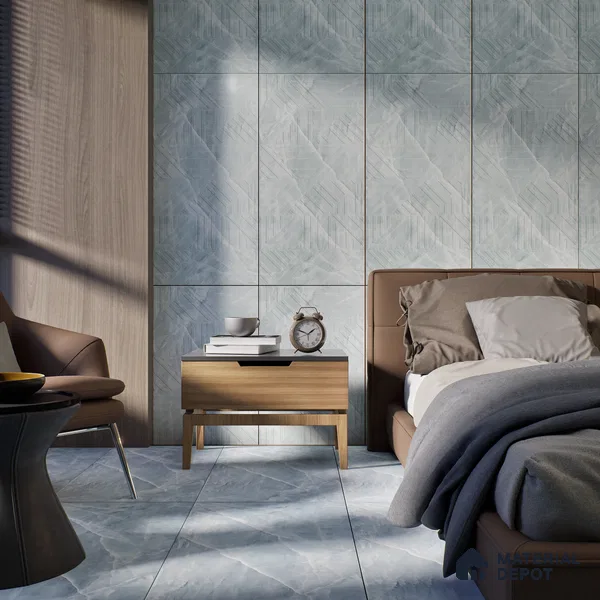 Punch Onyx Wall & Floor Tile TL 06874 Ice Blue 4 ft x 2 ft Matte Finish Vitrified Tile - 9 mm | 6 Random Designs | Suitable for Living Room, Dining, Feature / Accent Walls