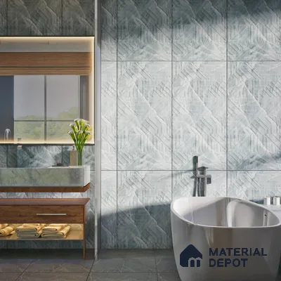 Punch Onyx Wall & Floor Tile TL 06874 Ice Blue 4 ft x 2 ft Matte Finish Vitrified Tile - 9 mm | 6 Random Designs | Suitable for Living Room, Dining, Feature / Accent Walls