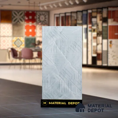 Punch Onyx Wall & Floor Tile TL 06874 Ice Blue 4 ft x 2 ft Matte Finish Vitrified Tile - 9 mm | 6 Random Designs | Suitable for Living Room, Dining, Feature / Accent Walls