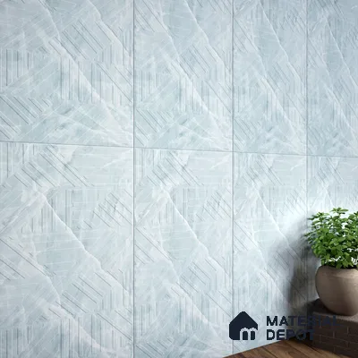 Punch Onyx Wall & Floor Tile TL 06874 Ice Blue 4 ft x 2 ft Matte Finish Vitrified Tile - 9 mm | 6 Random Designs | Suitable for Living Room, Dining, Feature / Accent Walls