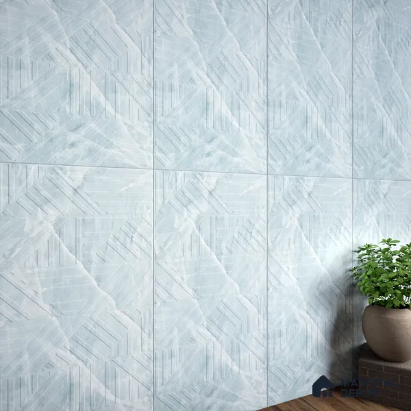 Punch Onyx Wall & Floor Tile TL 06874 Ice Blue 4 ft x 2 ft Matte Finish Vitrified Tile - 9 mm | 6 Random Designs | Suitable for Living Room, Dining, Feature / Accent Walls
