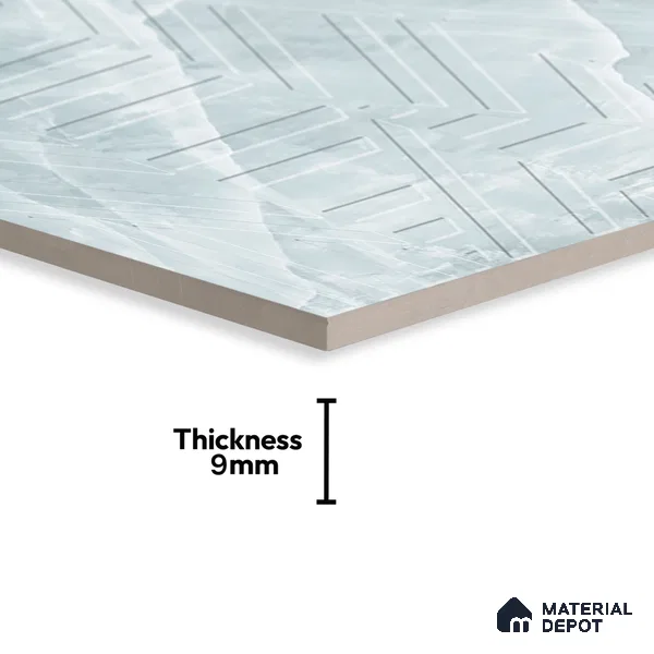 Punch Onyx Wall & Floor Tile TL 06874 Ice Blue 4 ft x 2 ft Matte Finish Vitrified Tile - 9 mm | 6 Random Designs | Suitable for Living Room, Dining, Feature / Accent Walls