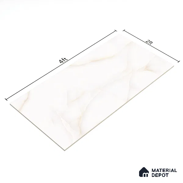 Marble Onyx Wall & Floor Tile TL 06883 Off-White 4 ft x 2 ft Matte Finish Vitrified Tile - 9 mm | 6 Random Designs | Suitable For Living Room, Bedroom, Kitchen