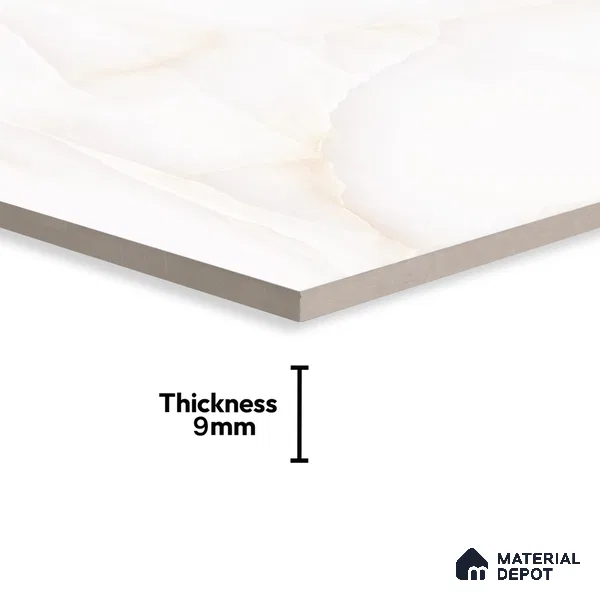 Marble Onyx Wall & Floor Tile TL 06883 Off-White 4 ft x 2 ft Matte Finish Vitrified Tile - 9 mm | 6 Random Designs | Suitable For Living Room, Bedroom, Kitchen