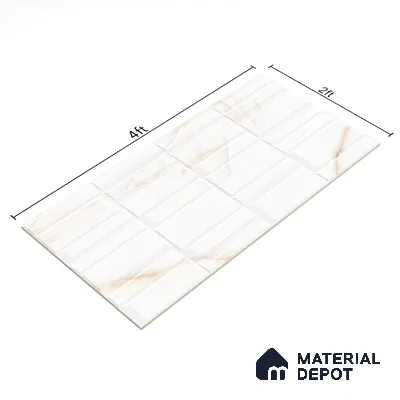 Marble & Punch Highlighter Onyx Wall Tile TL 06884 Off-White 4 ft x 2 ft Matte Finish Vitrified Tile - 9 mm | 6 Random Designs | Suitable for Living Room, Dining, Feature / Accent Walls