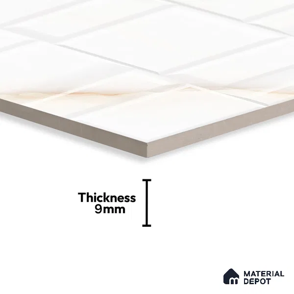 Marble & Punch Highlighter Onyx Wall Tile TL 06884 Off-White 4 ft x 2 ft Matte Finish Vitrified Tile - 9 mm | 6 Random Designs | Suitable for Living Room, Dining, Feature / Accent Walls