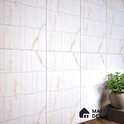 Marble & Punch Highlighter Onyx Wall Tile TL 06884 Off-White 4 ft x 2 ft Matte Finish Vitrified Tile - 9 mm | 6 Random Designs | Suitable for Living Room, Dining, Feature / Accent Walls