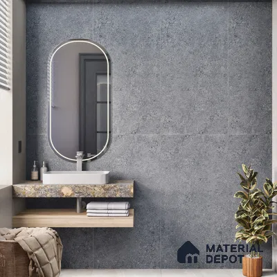 Grey Rustic Wall & Floor Tile TL 06887   2 ft x 4 ft Vitrified Carving Matte Finish - 9 mm | 6 Random Design | Suitable for Living Room, Bedroom, Bathroom