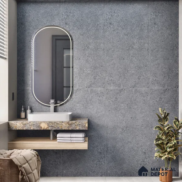 Grey Rustic Wall & Floor Tile TL 06887   2 ft x 4 ft Vitrified Carving Matte Finish - 9 mm | 6 Random Design | Suitable for Living Room, Bedroom, Bathroom