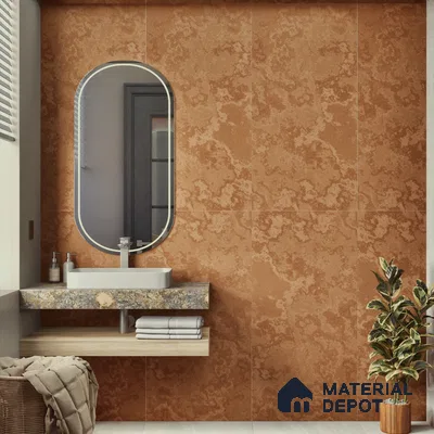 Brown Rustic Wall & Floor Tile TL 06890   2 ft x 4 ft Vitrified Carving Matte Finish - 9 mm | 4 Random Design | Suitable for Living Room, Bedroom, Bathroom