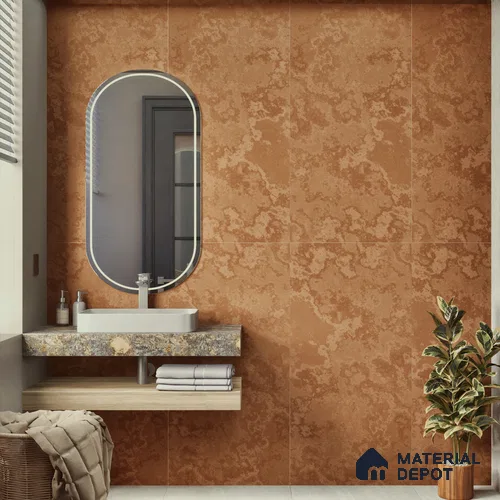 Brown Rustic Wall & Floor Tile TL 06890   2 ft x 4 ft Vitrified Carving Matte Finish - 9 mm | 4 Random Design | Suitable for Living Room, Bedroom, Bathroom