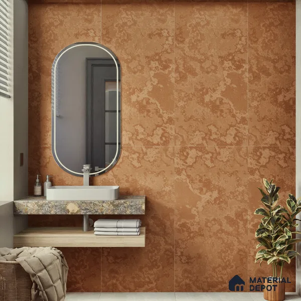 Brown Rustic Wall & Floor Tile TL 06890   2 ft x 4 ft Vitrified Carving Matte Finish - 9 mm | 4 Random Design | Suitable for Living Room, Bedroom, Bathroom