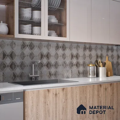 Grey Moroccan Wall & Floor Tile TL 06895   2 ft x 2 ft Vitrified Carving Matte Finish - 9 mm | Suitable for Living Room, Bedroom, Bathroom | Please Expect a Slight Variation of Pattern
