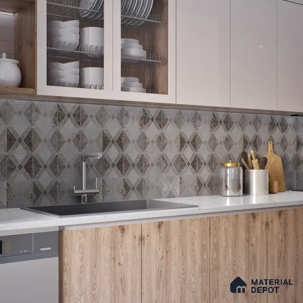 Grey Moroccan Wall & Floor Tile TL 06895   2 ft x 2 ft Vitrified Carving Matte Finish - 9 mm | Suitable for Living Room, Bedroom, Bathroom | Please Expect a Slight Variation of Pattern