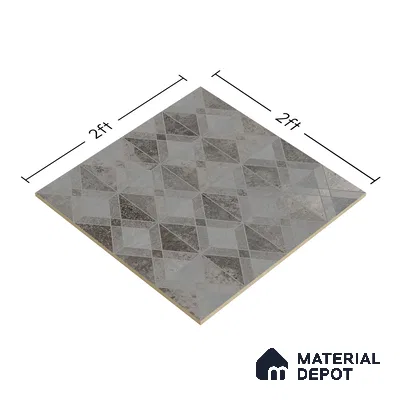 Grey Moroccan Wall & Floor Tile TL 06895   2 ft x 2 ft Vitrified Carving Matte Finish - 9 mm | Suitable for Living Room, Bedroom, Bathroom | Please Expect a Slight Variation of Pattern