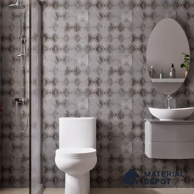 Grey Moroccan Wall & Floor Tile TL 06895   2 ft x 2 ft Vitrified Carving Matte Finish - 9 mm | Suitable for Living Room, Bedroom, Bathroom | Please Expect a Slight Variation of Pattern