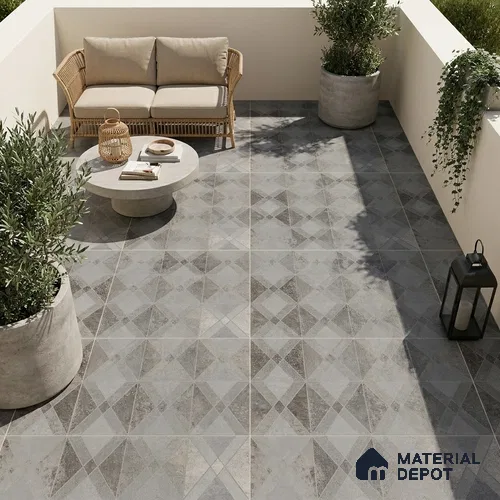 Grey Moroccan Wall & Floor Tile TL 06895 2 ft x 2 ft Vitrified Carving Matte Finish - 9 mm | Suitable for Living Room, Bedroom, Bathroom | Please Expect a Slight Variation of Pattern