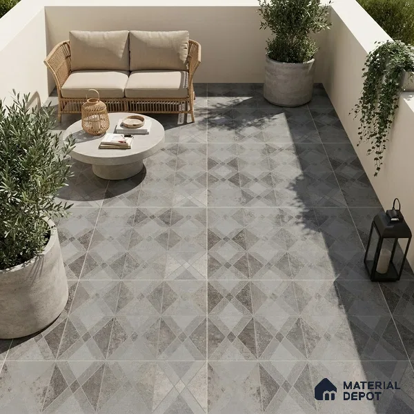Grey Moroccan Wall & Floor Tile TL 06895   2 ft x 2 ft Vitrified Carving Matte Finish - 9 mm | Suitable for Living Room, Bedroom, Bathroom | Please Expect a Slight Variation of Pattern
