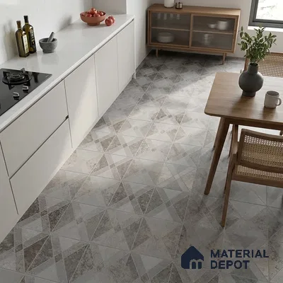 Grey Moroccan Wall & Floor Tile TL 06895   2 ft x 2 ft Vitrified Carving Matte Finish - 9 mm | Suitable for Living Room, Bedroom, Bathroom | Please Expect a Slight Variation of Pattern