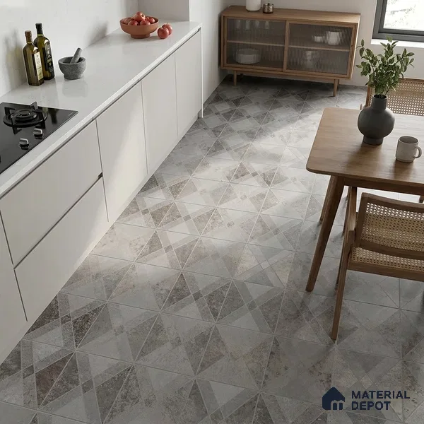 Grey Moroccan Wall & Floor Tile TL 06895   2 ft x 2 ft Vitrified Carving Matte Finish - 9 mm | Suitable for Living Room, Bedroom, Bathroom | Please Expect a Slight Variation of Pattern