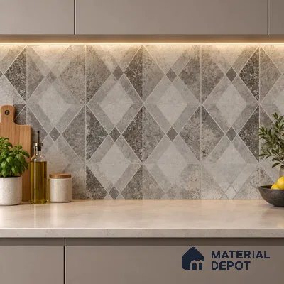 Grey Moroccan Wall & Floor Tile TL 06895   2 ft x 2 ft Vitrified Carving Matte Finish - 9 mm | Suitable for Living Room, Bedroom, Bathroom | Please Expect a Slight Variation of Pattern