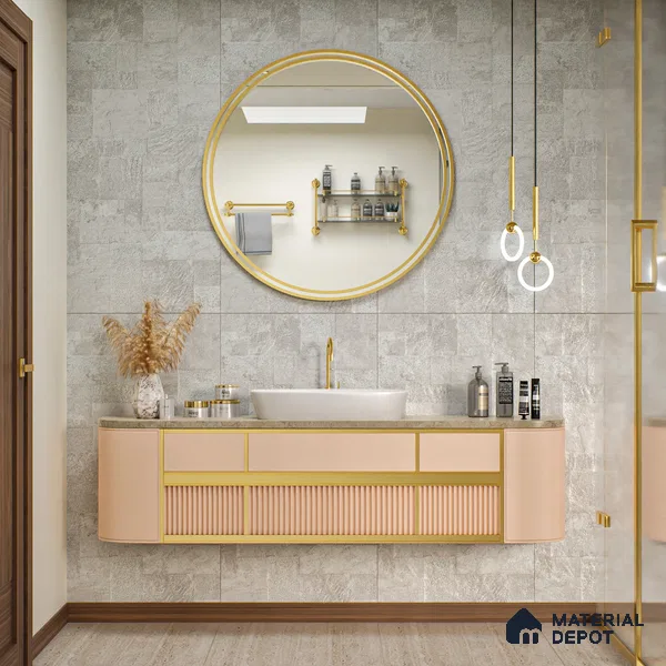 Grey Stone Floor & Wall Tile TL 06897 Prestige Evardo Bianco 2 ft x 4 ft Vitrified Carving Matte Finish - 9 mm | 4 Random Design | Suitable for Living Room, Bedroom, Bathroom