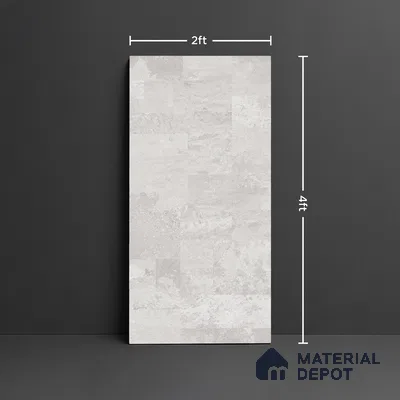 Grey Stone Floor & Wall Tile TL 06897 Prestige Evardo Bianco 2 ft x 4 ft Vitrified Carving Matte Finish - 9 mm | 4 Random Design | Suitable for Living Room, Bedroom, Bathroom