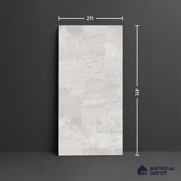Grey Stone Floor & Wall Tile TL 06897 Prestige Evardo Bianco 2 ft x 4 ft Vitrified Carving Matte Finish - 9 mm | 4 Random Design | Suitable for Living Room, Bedroom, Bathroom