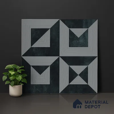 Moroccan Wall & Floor Tile TL 06903 2 ft x 2 ft Vitrified Carving Matte Finish - 9 mm | Suitable For Kitchen, Bathroom, Balcony | Please Expect a Slight Variation of Pattern