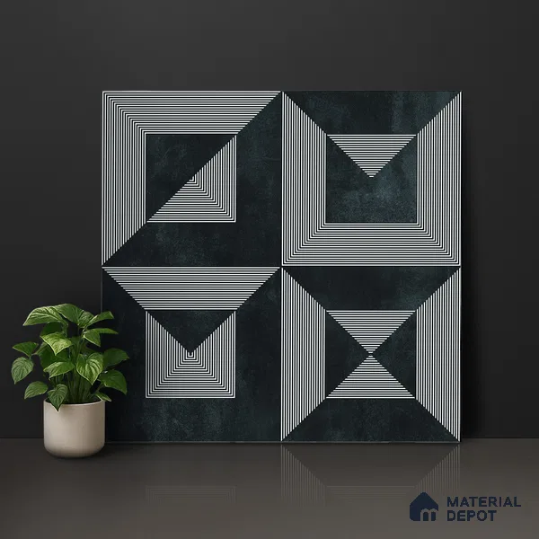 Moroccan Wall & Floor Tile TL 06903 2 ft x 2 ft Vitrified Carving Matte Finish - 9 mm | Suitable For Kitchen, Bathroom, Balcony | Please Expect a Slight Variation of Pattern