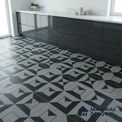 Brown Geometric Wall & Floor Tile TL 06903 2 ft x 2 ft Vitrified Carving Matte Finish - 9 mm | Suitable for Living Room, Bedroom, Bathroom | Please Expect a Slight Variation of Pattern (Sample)