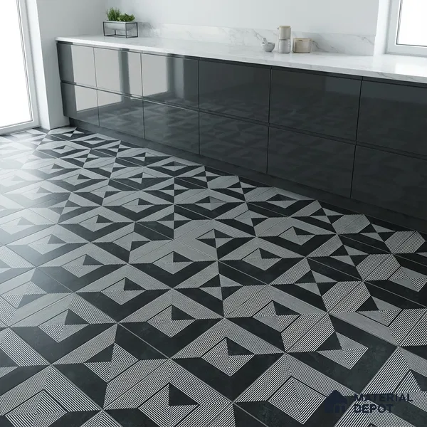 Brown Geometric Wall & Floor Tile TL 06903 2 ft x 2 ft Vitrified Carving Matte Finish - 9 mm | Suitable for Living Room, Bedroom, Bathroom | Please Expect a Slight Variation of Pattern (Sample)