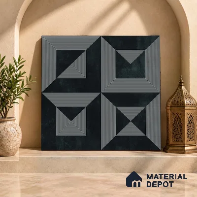 Moroccan Wall & Floor Tile TL 06903 2 ft x 2 ft Vitrified Carving Matte Finish - 9 mm | Suitable For Kitchen, Bathroom, Balcony | Please Expect a Slight Variation of Pattern