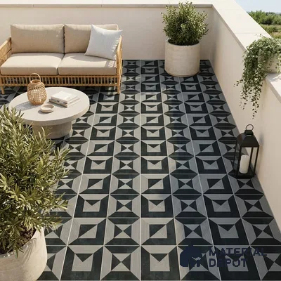 Moroccan Wall & Floor Tile TL 06903 2 ft x 2 ft Vitrified Carving Matte Finish - 9 mm | Suitable For Kitchen, Bathroom, Balcony | Please Expect a Slight Variation of Pattern