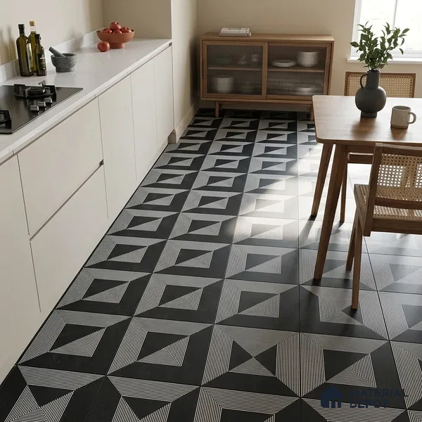 Moroccan Wall & Floor Tile TL 06903 2 ft x 2 ft Vitrified Carving Matte Finish - 9 mm | Suitable For Kitchen, Bathroom, Balcony | Please Expect a Slight Variation of Pattern