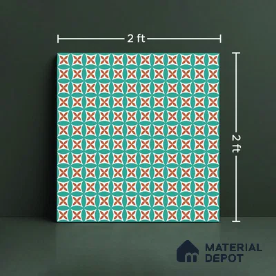 Blue Wall & Floor Tile TL 06905   2 ft x 2 ft Vitrified Carving Matte Finish - 9 mm | Suitable for Living Room, Bedroom, Bathroom