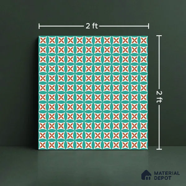 Blue Wall & Floor Tile TL 06905 2 ft x 2 ft Vitrified Carving Matte Finish - 9 mm | Suitable for Living Room, Bedroom, Bathroom