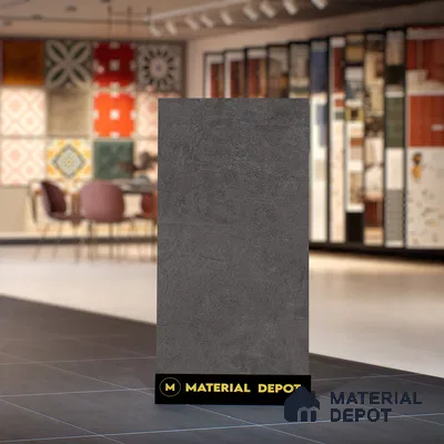 Black Rustic Wall & Floor Tile TL 06906 4 ft x 2 ft Vitrified Carving Matte Finish - 9 mm | 6 Random Design | Suitable for Living Room, Bedroom, Bathroom