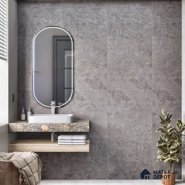 Black Rustic Wall & Floor Tile TL 06906 4 ft x 2 ft Vitrified Carving Matte Finish - 9 mm | 6 Random Design | Suitable for Living Room, Bedroom, Bathroom