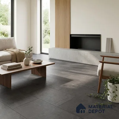 Black Rustic Wall & Floor Tile TL 06906 4 ft x 2 ft Vitrified Carving Matte Finish - 9 mm | 6 Random Design | Suitable for Living Room, Bedroom, Bathroom