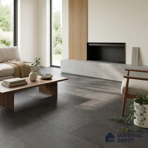 Black Rustic Wall & Floor Tile TL 06906 4 ft x 2 ft Vitrified Carving Matte Finish - 9 mm | 6 Random Design | Suitable for Living Room, Bedroom, Bathroom