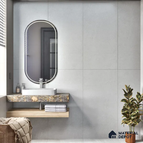 Cement Wall & Floor Tile TL 06907 Dove Grey 4 ft x 2 ft Matte Finish Vitrified Tile - 9 mm | 6 Random Design | Suitable For Living Room, Hall, Bedroom