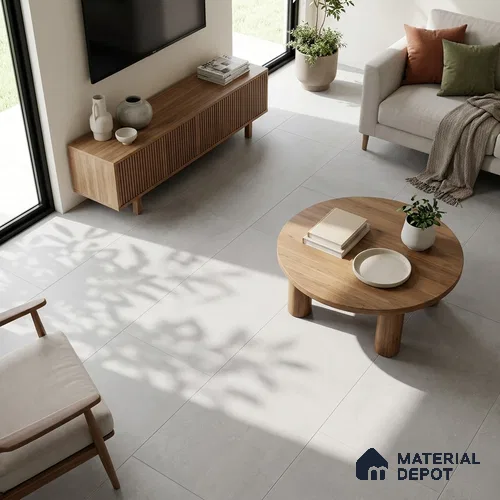 Cement Wall & Floor Tile TL 06907 Dove Grey 4 ft x 2 ft Matte Finish Vitrified Tile - 9 mm | 6 Random Design | Suitable For Living Room, Hall, Bedroom