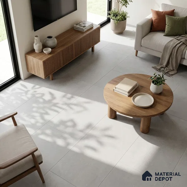 Cement Wall & Floor Tile TL 06907 Dove Grey 4 ft x 2 ft Matte Finish Vitrified Tile - 9 mm | 6 Random Design | Suitable For Living Room, Hall, Bedroom