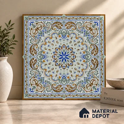 Moroccan Wall & Floor Tile TL 06908   2 ft x 2 ft Vitrified Carving Matte Finish - 9 mm | Suitable For Kitchen, Bedroom, Dining Area | Please Expect a Slight Variation of Pattern